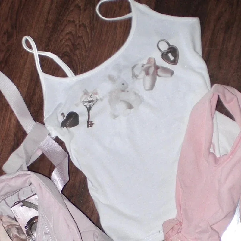 

Y2k style Punk Vintage Graphic Print Gothic Emo girl Women's Corset Tank Top Camisole Fashion gothic vest Grunge Crop Top 2000s