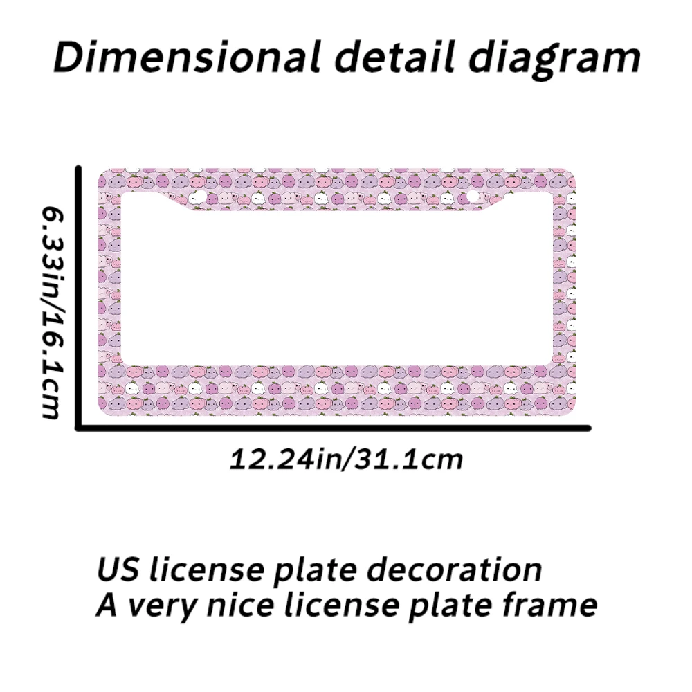 1 قطعة نمط اليقطين الوردي 2-Hole إطار لوحة الترخيص ، مادة الألومنيوم ، 6x12 بوصة مع مجموعة المسمار ، الكرتون متعة سيارة الديكور