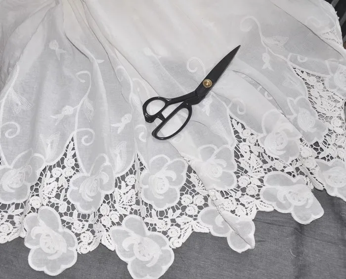 1yard fashion curtains,dress fabrics pure cotton tela Bilateral positioning embroidery fabric for sewing