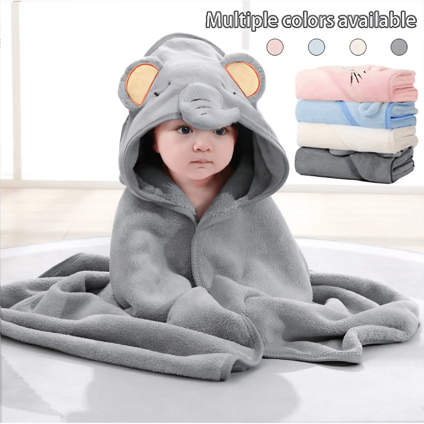 Toddler Bathrobe Infant Bath Towel Boy Girl Blankets Swaddle with Hood Cartoon Coral Fleece Towel Blanket Newborn Kids Bedding