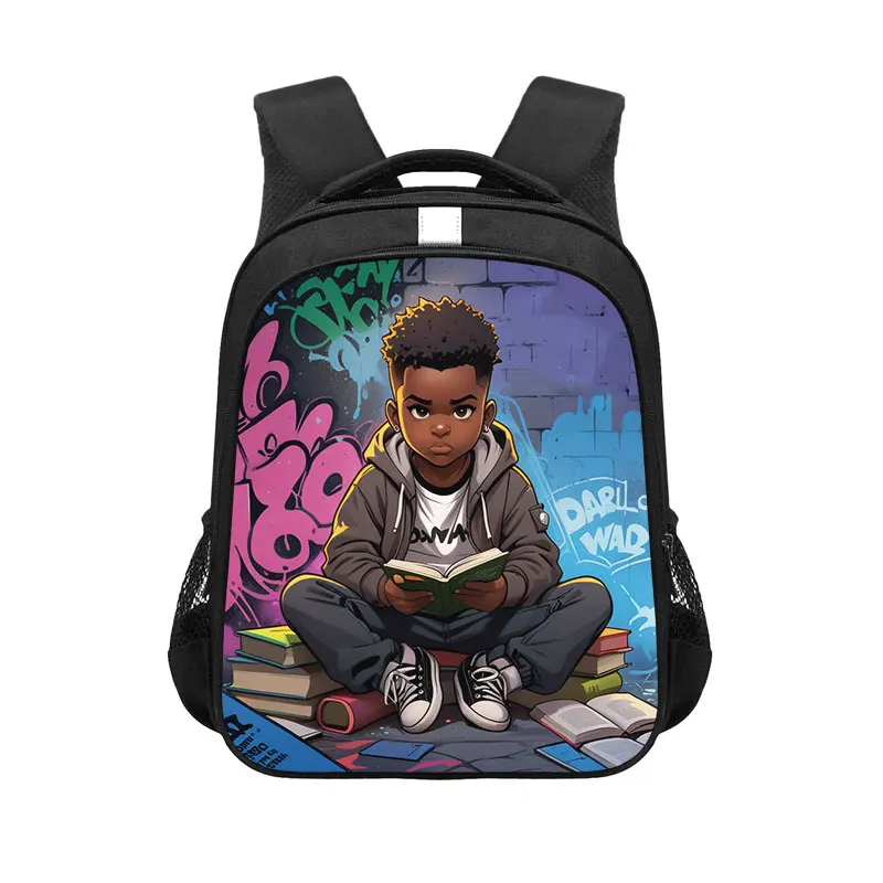 Cute Black King Boy Print Backpack Astronaut Doctor Pilot afro boys daypack Rucksacks Children School Bag for Teenager Book bags