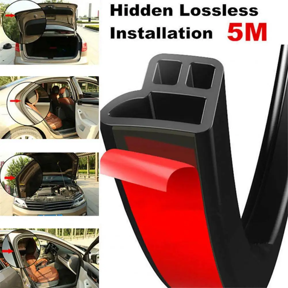 

Seal Strip Double-sided Adhesive Tape Easy to Install Rubber Door Edge Protector for Car