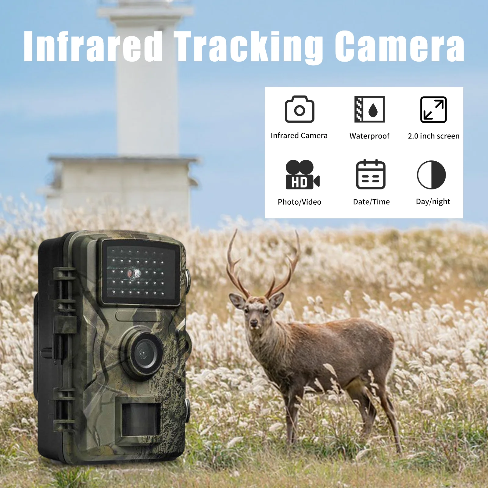 

1080P Hunting Track Camera 16MP Waterproof Infrared Night Vision PIR Thermal Induction Activated Trigger for Wildlife Scouting