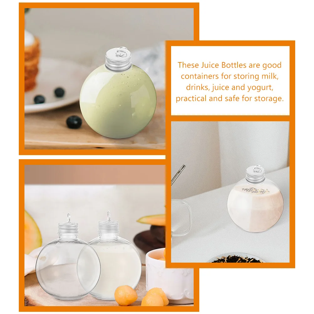 

6pcs Bulb Shaped Bottle Clear Plastic Juice Bottles Leakproof Milk Coffee Containers Airtight Drink Storage Transparent Empty