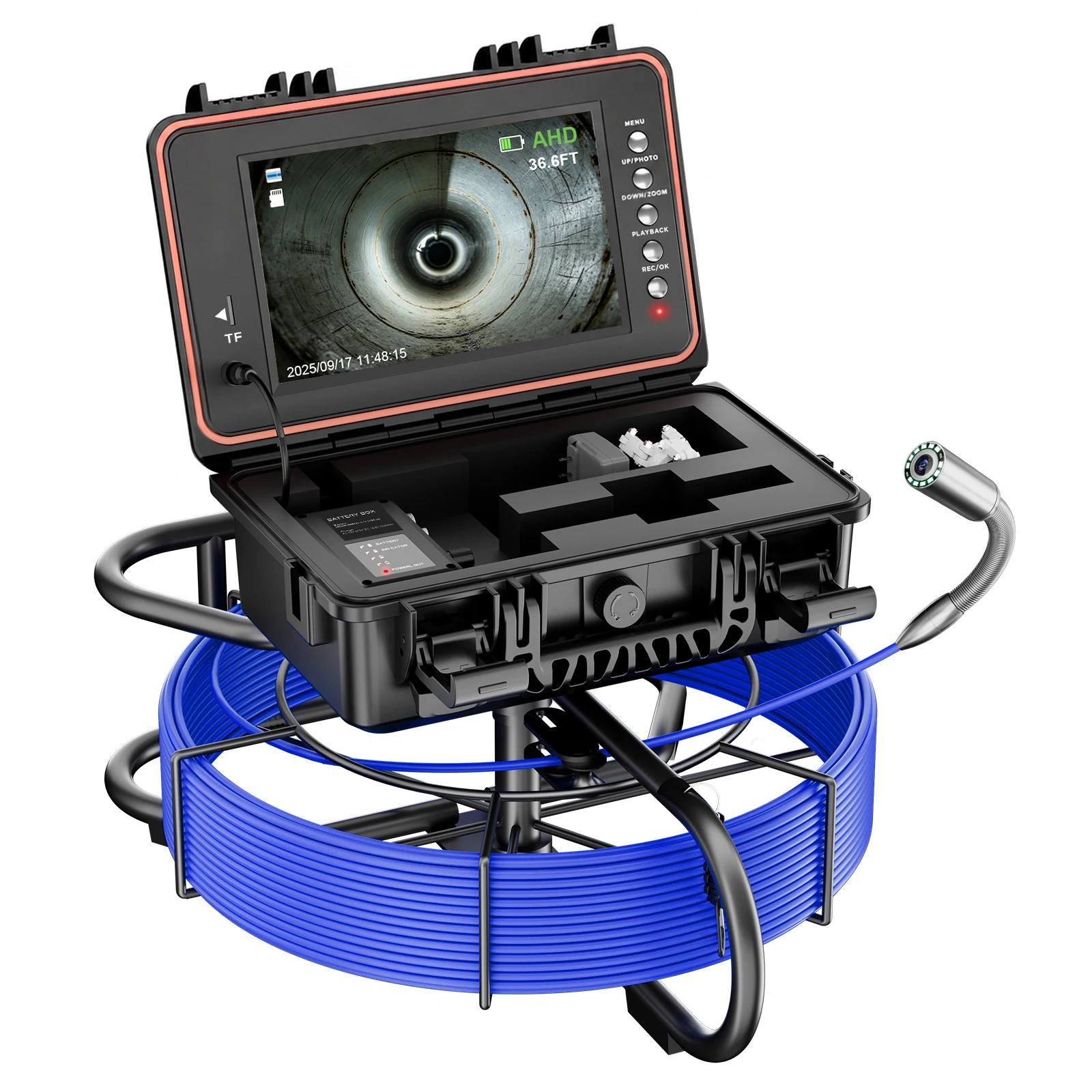 1080P Self-Leveling 512Hz Pipeline Drain Pipe Video Inspection Camera 7mm Cable 32GB DVR Industrial Endoscope Camera 50M 165ft