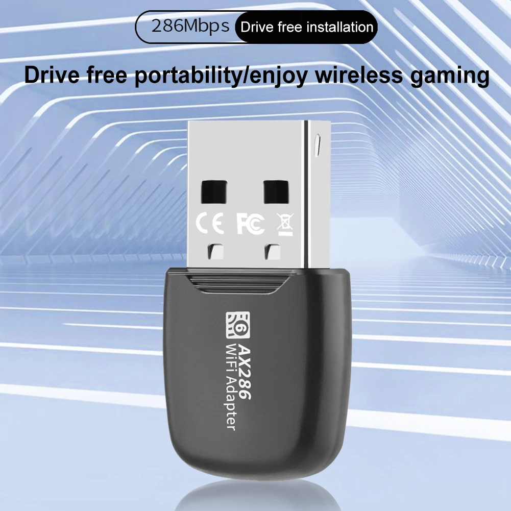 Mini USB WIFI 6 Network Card 286Mbps 802.11ax Dongle USB 2.4GHz Wi-Fi Lan Adapter Driver Free For PC Laptop Windows 7 10 11