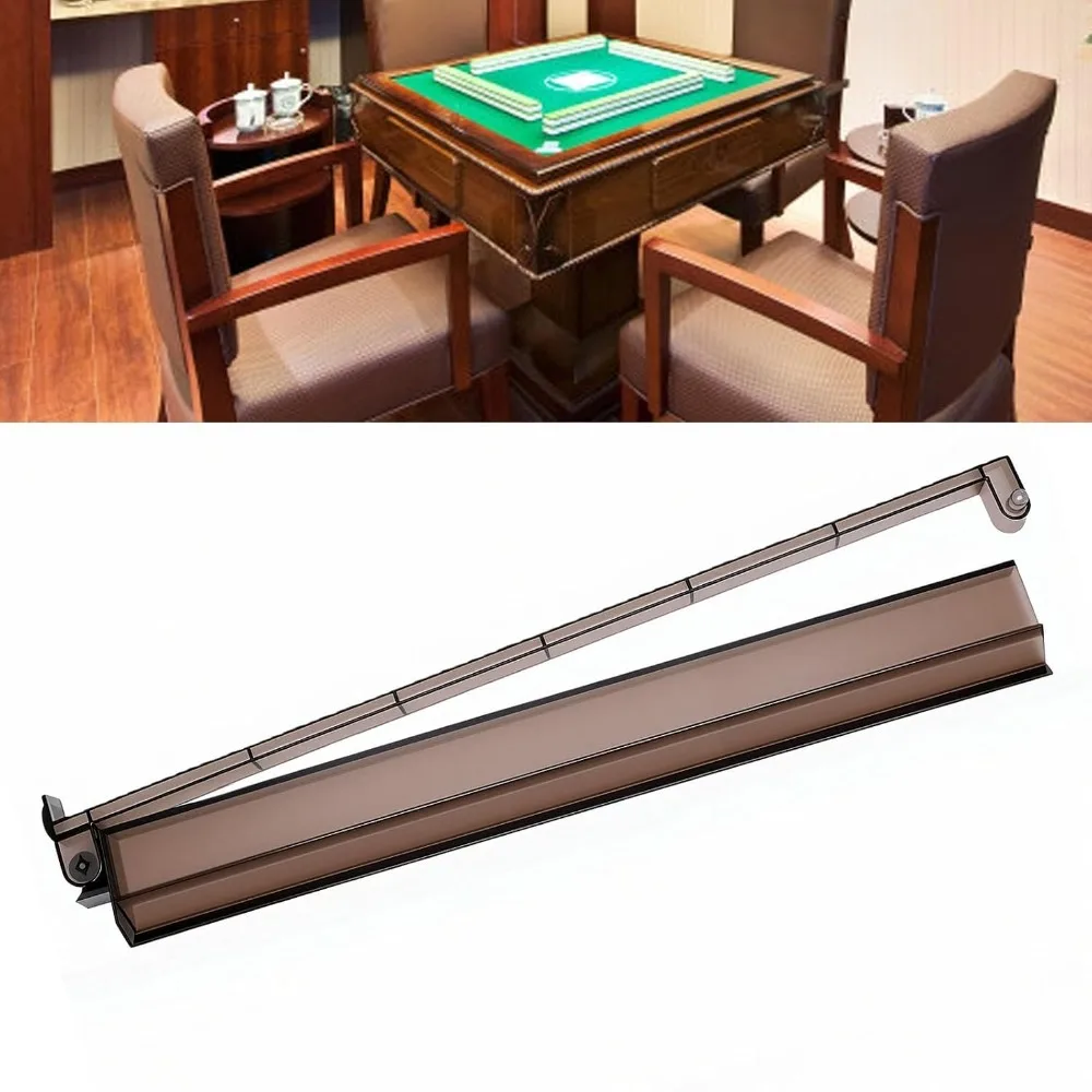 18 Inch Mahjong Tile Rack Non Slip ABS Mahjong Rack And Pusher Combo Black Transparent Wavy Mahjong All-in-One Rack Game Nights