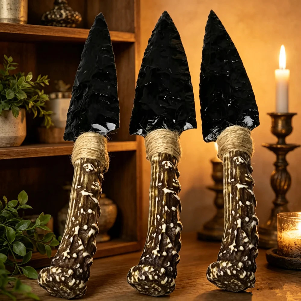 Apache Tears Natural Black Obsidian Knife Model Crystal Reiki Healing Crystal Stone Collection Gift Home Decoration Stone Craft view 6