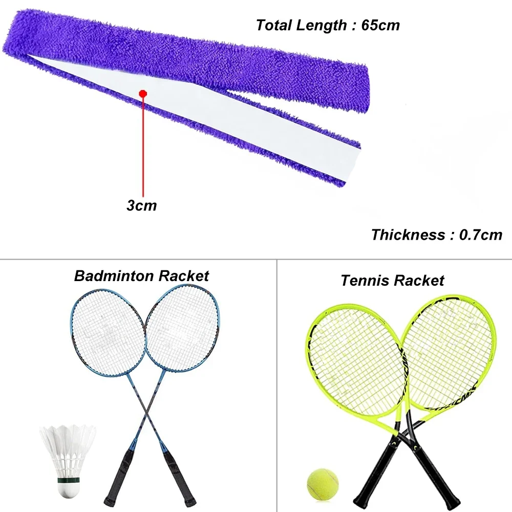 2PCS Badminton Racket Thickened Towel Grips Super Absorbent Anti-slip Cotton Towel Grip Wraps for Tennis Badminton Bike Handle