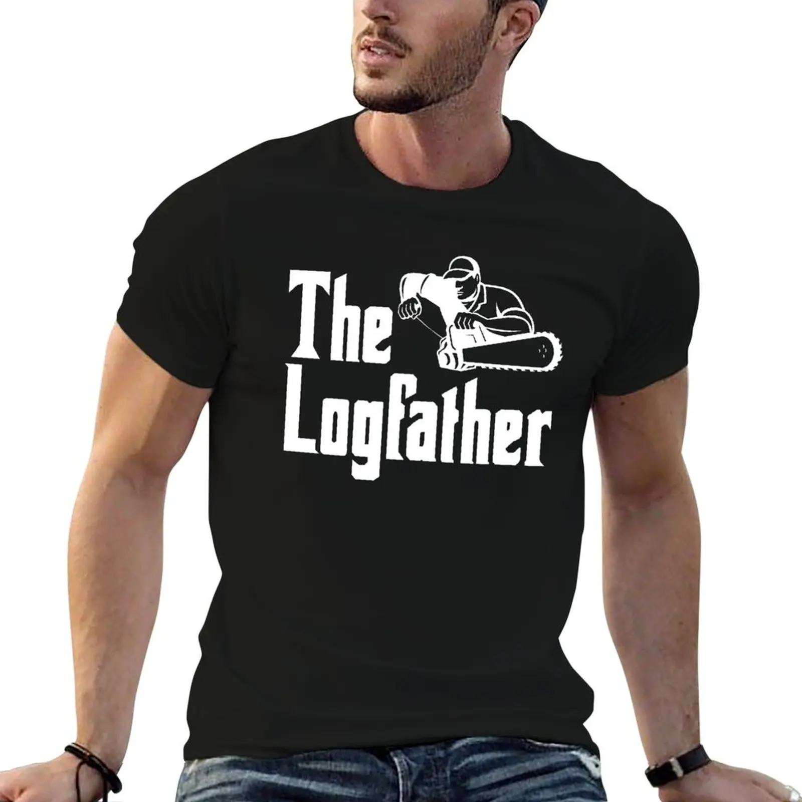 

The Logfather-Play On Words-Logger-Outdoorsman-Arborist-Forestry Worker T-Shirt man t shirt heavy cotton T-Shirt