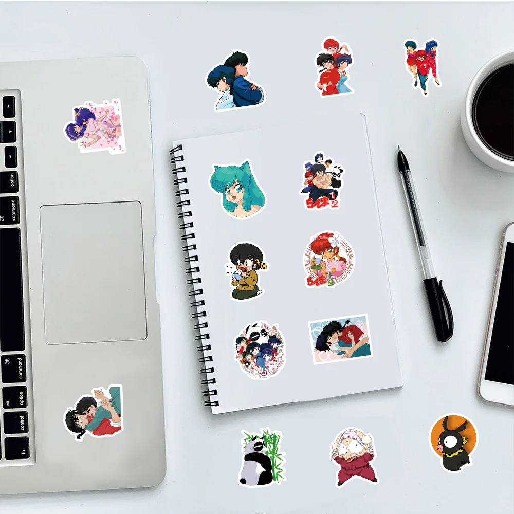 50 sztuk Cartoon Ranma Anime naklejki naklejki wodoodporne motocykl Laptop deskorolka samochód rower naklejka dekoracyjna dzieci klasyka zabawki