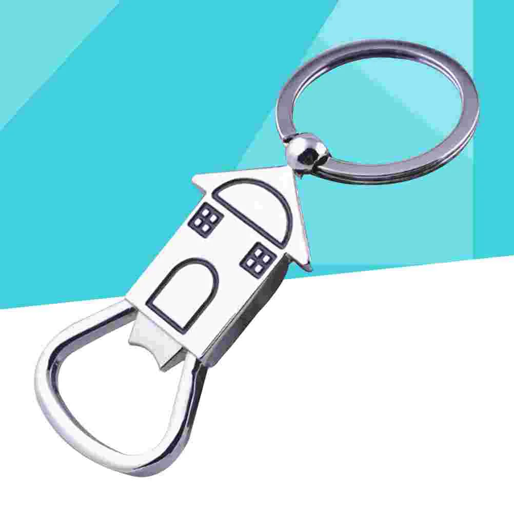 House Shape Metal Keyrings Unique Bottle Openers Beer Opener Pendant Keychain Creative Gift (Silver)