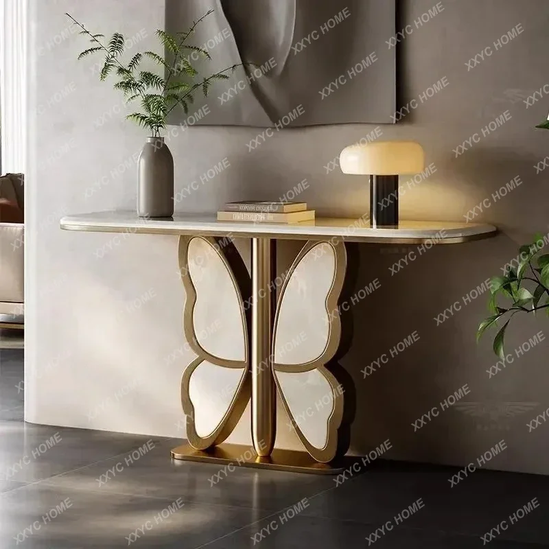 A Light luxury high-end home marble entrance platform modern simple creative corridor aisle against the wall