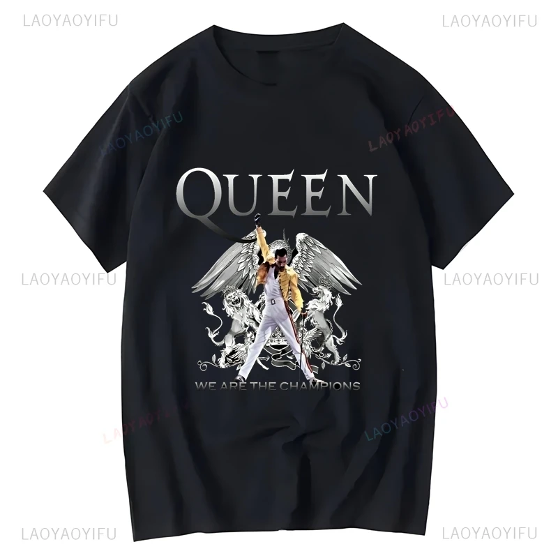 Famous QUEEN Band Classic Poster Picture T-shirt, Unisex Fashion Casual Top, Spring and Summer Oversized Round Neck T-shirt