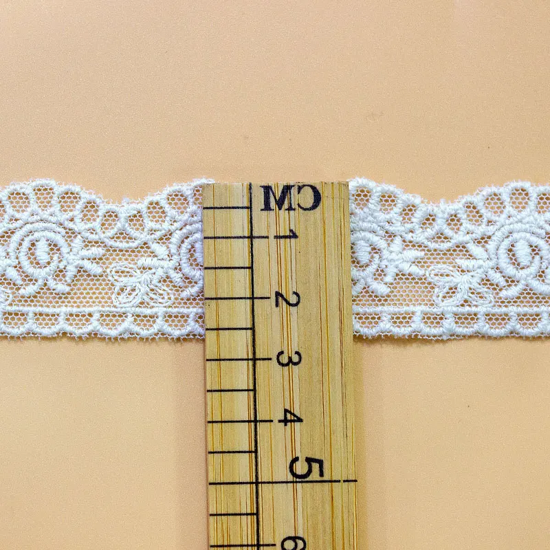 Embroidery Mesh Lace Trims, Ribbon for Sewing Wedding Headband, High Quality Fabric for DIY Sewing Craft, White Beige, 5Yards/Lo