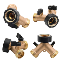 Brass 2-Way Garden Tap Splitter Female 3/4 Y Hose Splitter Irrigation Valve Water Splitter