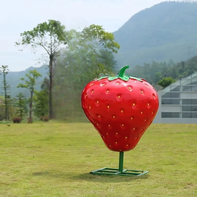 %*f Simulation Strawberry Sculpture Seat Outdoor Farm Picking Garden Landscaping Park Green Space Decoration Fiberglass Art Deco
