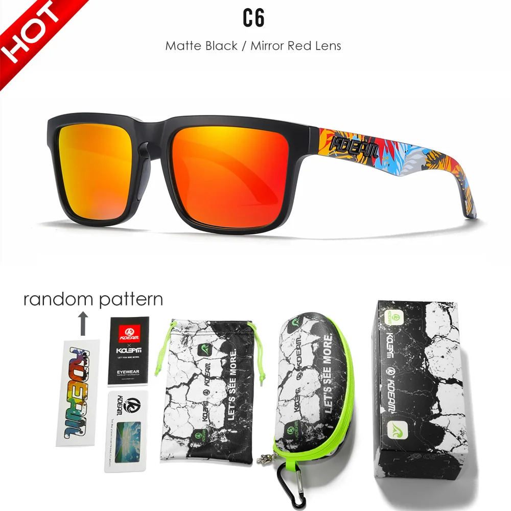 KDEAM Alle Schwarzen männer Sonnenbrille Polarisierte Und UV400 Schutz Lens Fahren Angeln Gläser Spiegel Mit Komplette Paket