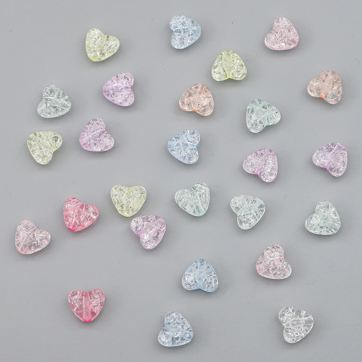 70pcs Colorful Broken Heart Beads Crack Frost Acrylic Beads Loose Spacer Beads For Jewelry Making Charms Diy Bracelet Necklace