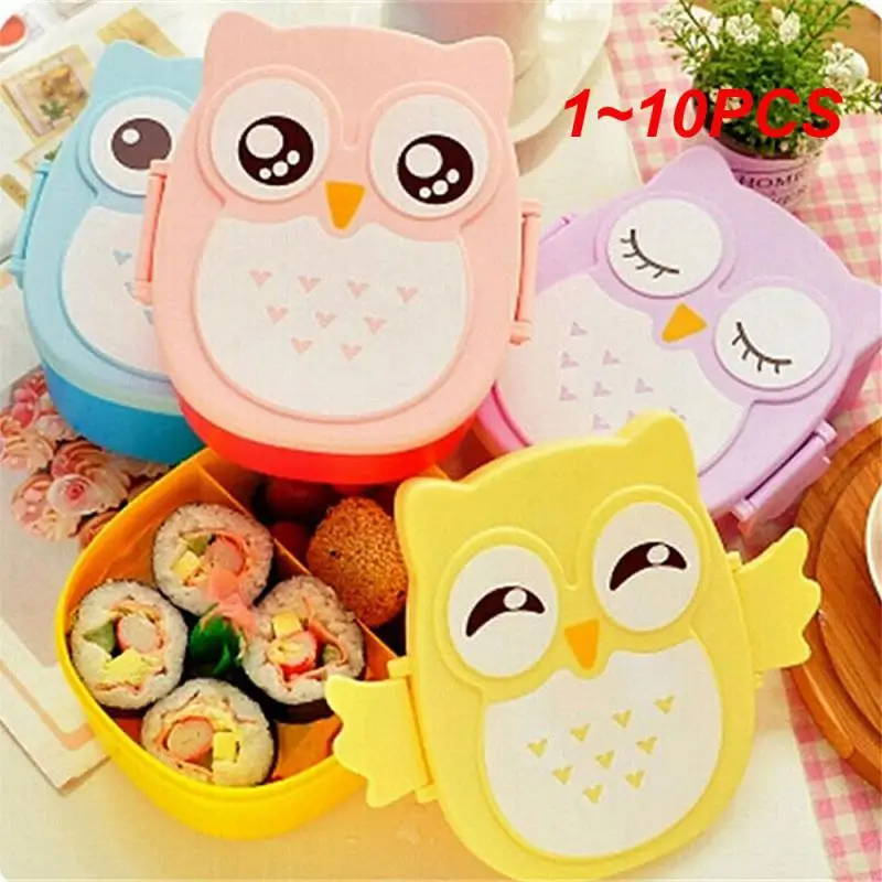 1~10PCS Urijk Owl Lunch Box Bento Box Portable Food Container For School Kids Child Student Food Storage Box Portable Outdoor