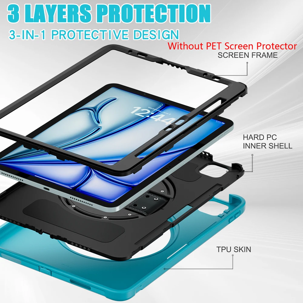 

Чехлы для планшетов iPad Air 11 2025 2024, чехол для iPad Air 4 5 Pro 11 2022 2021 Air4 Air5, чехол с поворотным ремешком на руку, подставка из ТПУ для ПК