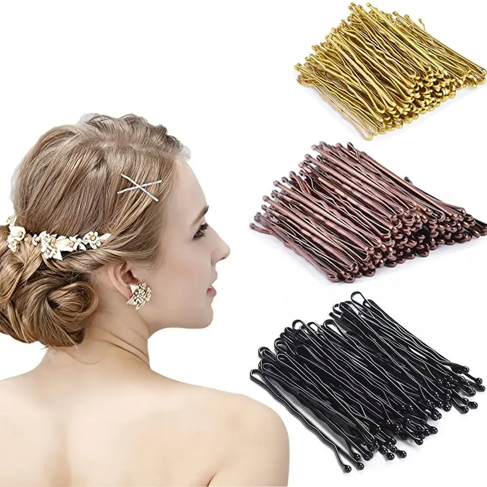 100PCS Invisible Black U-Shaped Metal Wave Hair Clips Classic Style Non-Slip Grip Mini Bobby Pins Wave Wavy Hair Pins