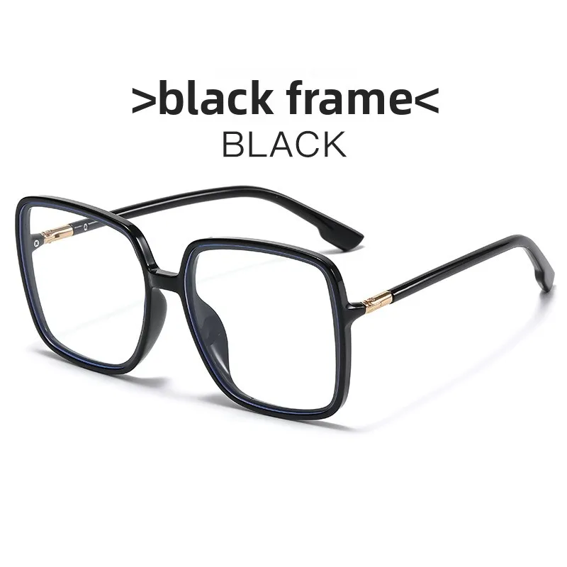 Brille mit großem Rahmen im koreanischen Stil, TR Square Blue Light Blocking Plano, blank-gesichtsfreundlich, Strahlungsschutz, leicht und schick