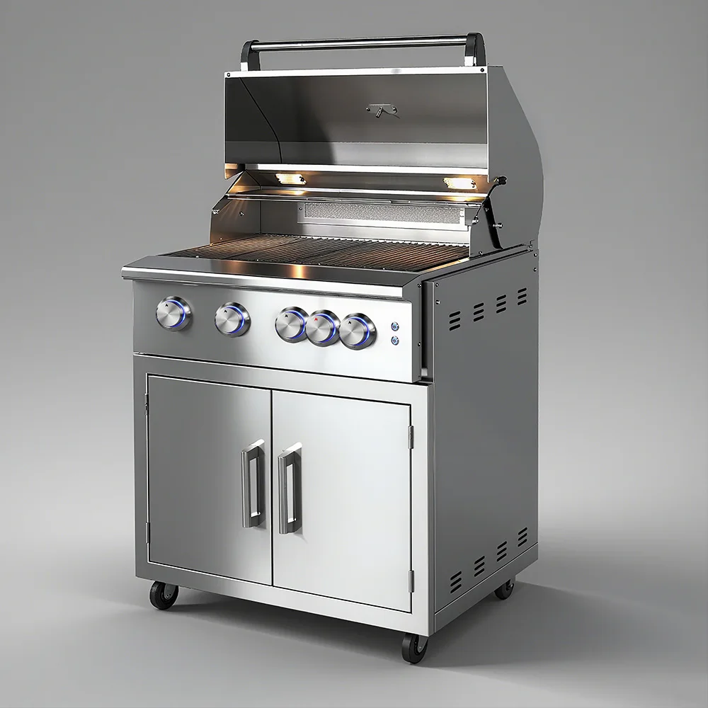 Premium Luxury Built-in Built in 304 Stainless Steel Outdoor Kitchen House Courtyard Garden Party Gas LPG NG BBQ 4 Burners Grill