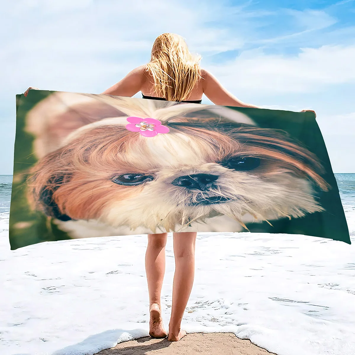 Shih Tzu Dog Beach Towel Soft Highly Absorbent Extra Large Personalized Pet Shih Tzu Towel Oversized Custom Travel Pool Towels