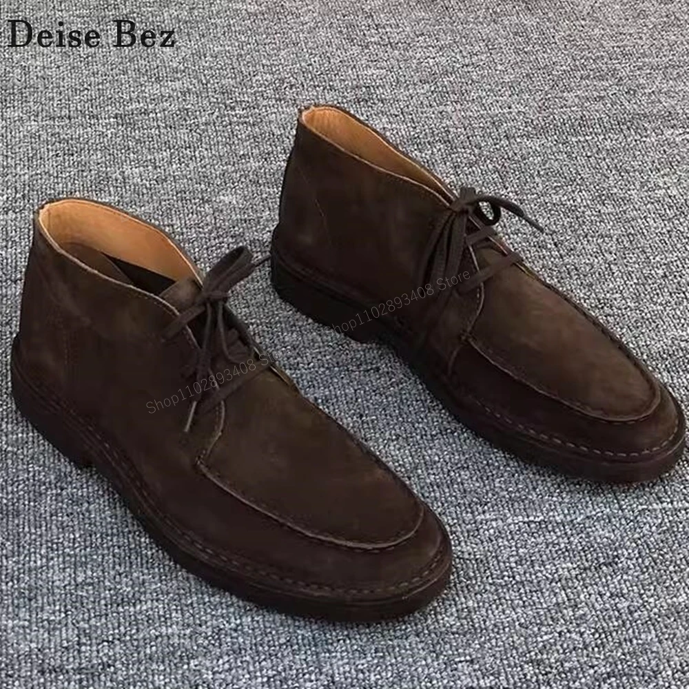 Oxford Coffe Men Dress Shoes Cross Tied Round Toe Suede High Quality Lace-up Flat with Fashion Men Shoes 2023 Zapatillas Mujers