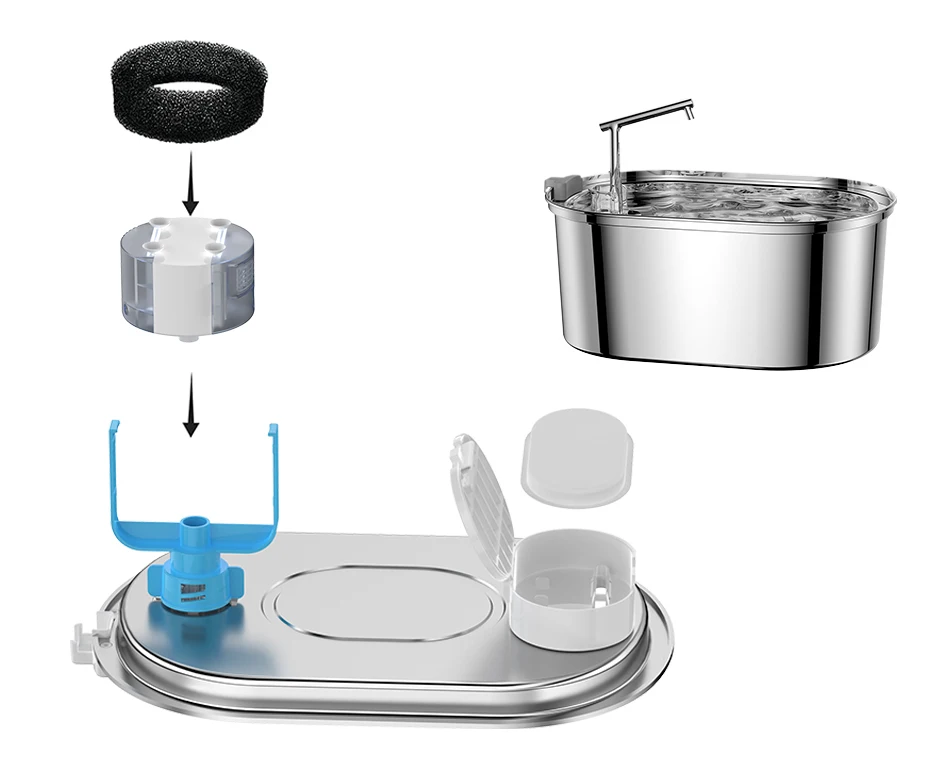 ROJECO Katze Brunnen Filter Für 3,2 L Edelstahl Katze Wasser Brunnen Pet Wasser Dispenser Ersatz Aktivkohle Filter – Detail 6
