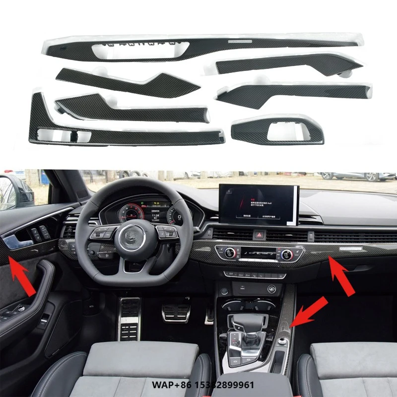 

For A8 D4 2011-2017 Interior Central Control Panel Door Handle 3D Carbon Fiber Stickers Decals Car Styling