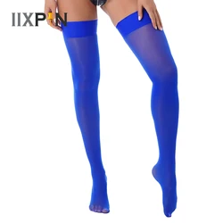 Womens Glossy See-through Stockings Thin Shiny Elastic Sheer Thigh High Socks Sexy Smooth Long Socks Over Knee Girls Lolita