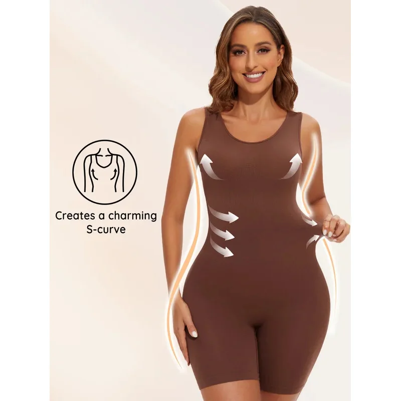 

Women Shapewear Solid Black Bodysuit High Waist Tummy Control Tight Elastic Lingerie Seamless Sleeveless Top