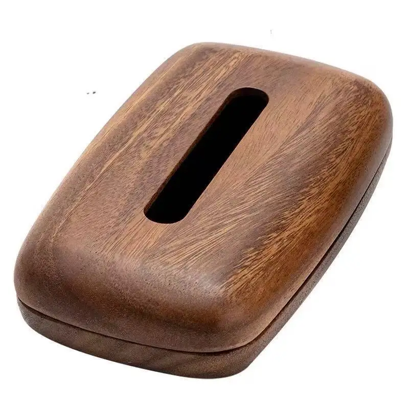 

Walnut Tissue Box Cover - Modern Vintage Design, Premium Wood, for Desk & Bathroom Decor. Easy Refill, Polished Finish