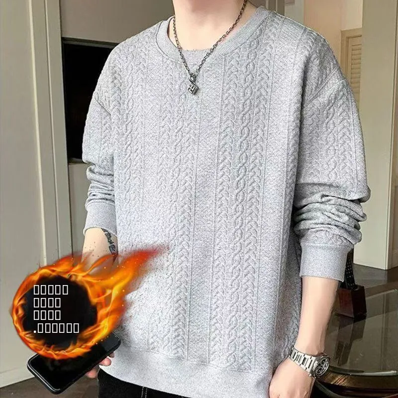 

Мужская утепленная толстовка с капюшоном и круглым вырезом, свободного кроя, с длинными рукавами, для весны, осени и зимы, модная, универсальная, в корейском стиле