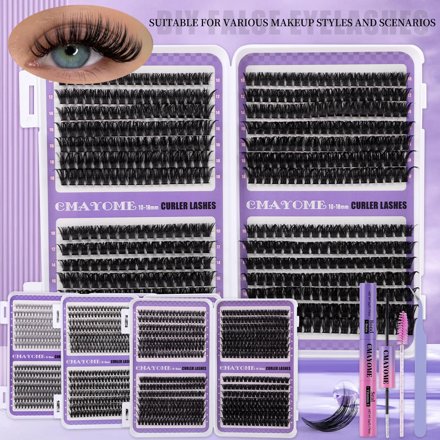 

Fluffy False Eyelash Thick D Curl Mixed Hair Single Cluster 100P/150P Eyelash Extensions for Makeup Artists And Beauty Salons