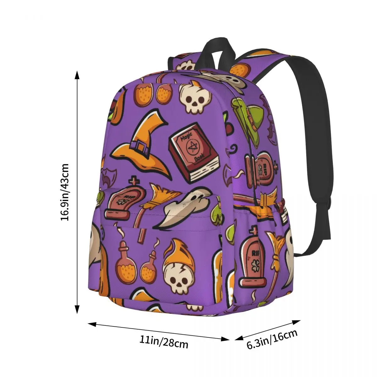Halloween Pattern Large Capacity Student Backpack Casual Fashion Bookbag Travel Bag