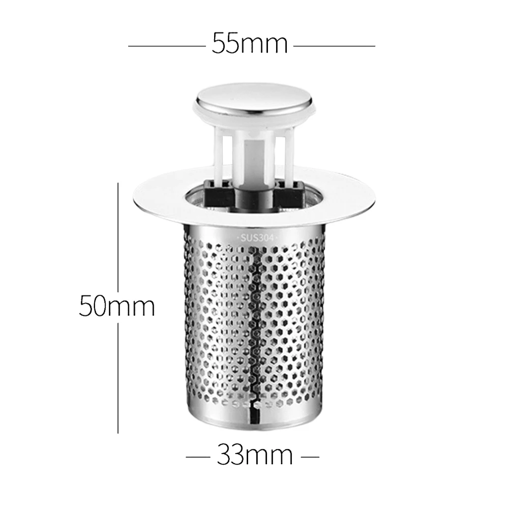 1pcs Stainless Steel Floor Drain Filter Washbasin Plug Anti Odor Pop-Up Bounce Core Basin Stopper Hair Catcher Sink Strainer