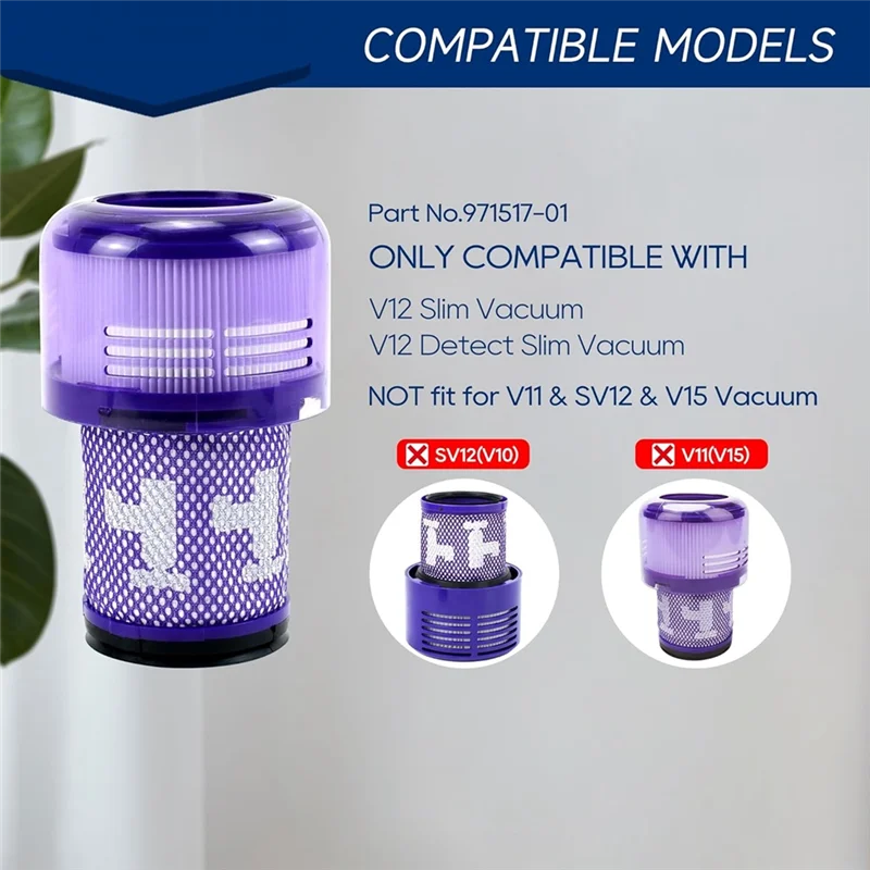 أجزاء فلتر A39M V12 لـ Dyson V12 Detect Slim Cordless Vacuum ومكانس V12 Slim، رقم الجزء. 971517-01