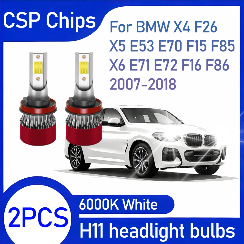 

2X Car Headlight H11 H8 H9 Auto Led Lights 6000K Bulbs Lamp 120W For BMW X4 F26 X5 E53 E70 F15 F85 X6 E71 E72 F16 F86 2007-2018