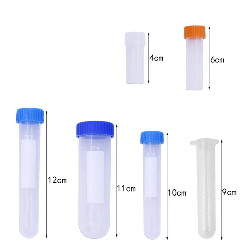 10Pcs/set Clear Sewing Needles Storage Tube Plastic Pin Bottle with Scale Beads Button Container Box Holder Colorful Cap Hicello