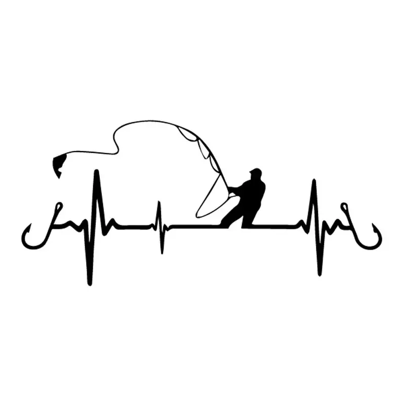 

16cm Heart Fishing Anti Stickers on Car Products Accessories Decals Cute, Exterior Parts PVC Sticker Sunscreen and Waterproof