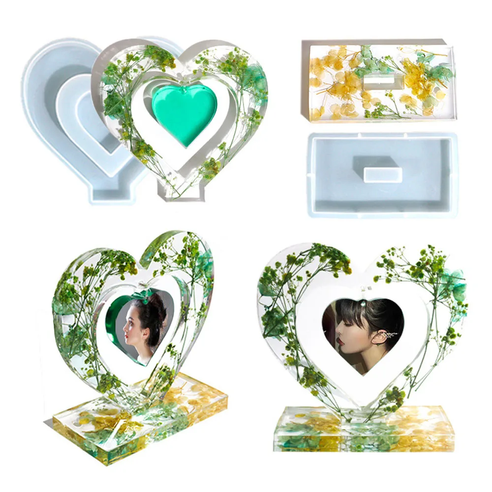 

Heart Resin Photo Frame Molds Love Shape UV Epoxy Silicone Moulds DIY Crystal Epoxy Resin Mold Love Photo Frame Silicone Mold