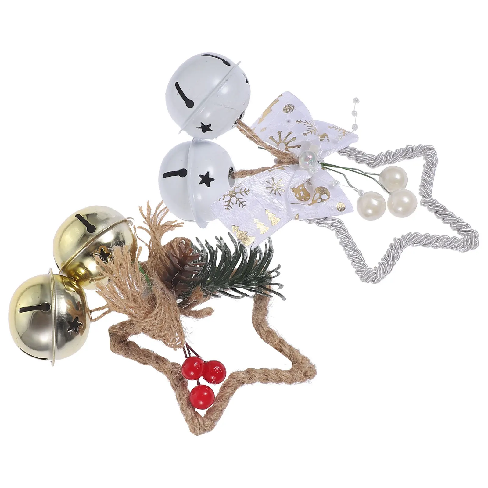 

2Pcs Christmas Hanging Bells Ornament Star Shape Lightweight Decor for Tree Window Wall Xmas Party Decorations Supplies