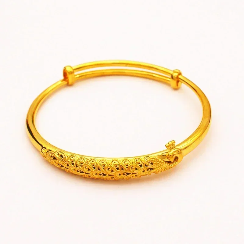 New Vietnam Sand Gold Peacock Bracelet Copper Gold Plated Steel Seal Jewelry Long-term No Falling Imitation Gold Jewelry