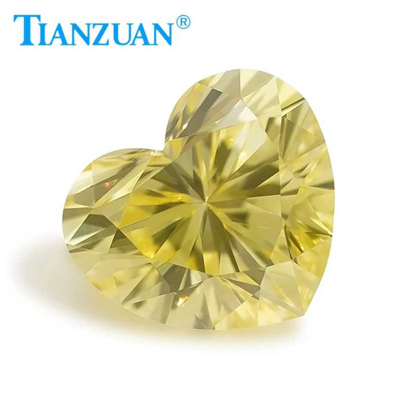 Lab Grown Diamond HPHT Heart Shape Fancy Vivid Yellow Color 0.56CT VVS1 2EX Loose Gemstone Bead with GEMID Certified