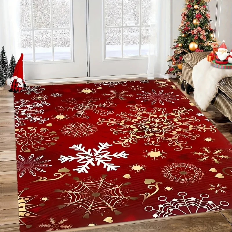 Glowing Golden Star Christmas Tree Doormat Sparkle Bokeh Winter Print Indoor Floor Rug Merry Christmas Holiday Area Carpet