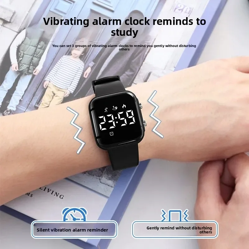 No App Magnetic Charging Smart Kids Watch Silent Vibration Alarm Exam Timer Step Counter Swim Waterproof Fitness Tracker