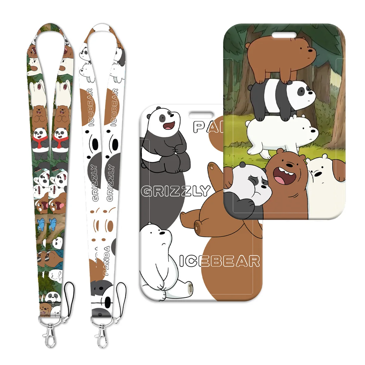 

Cute Cartoon Three Bears Lanyard Neck Strap Keychain ID Card Cover Badge Holder Mobile Phone Hang Rope Keyring Anime Accessories
